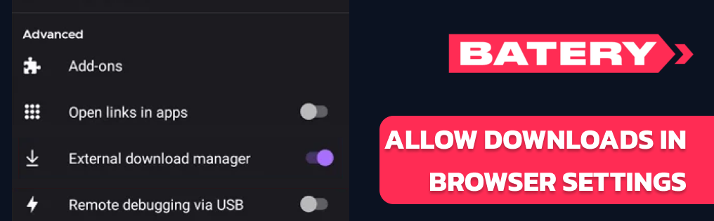 Allow downloads for Batery Bet in browser settings