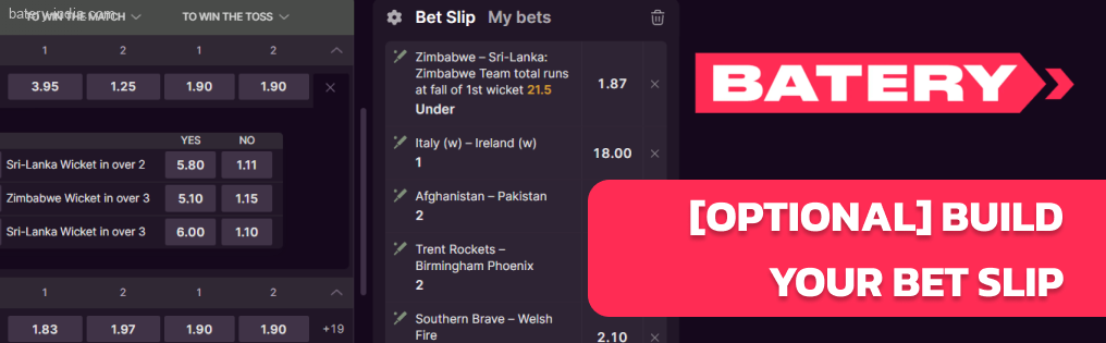Build your bet slip by adding more outcomes