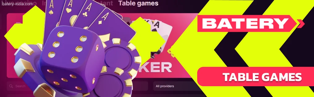 Strategic table games are available for play in Batery Bet casino